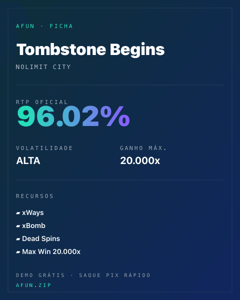 Ficha técnica de Tombstone Begins: RTP, volatilidade e ganho máximo na Afun